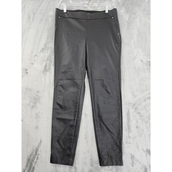 Maurices Faux Leather High Rise Pull On Leggings Size L Black Stretch Office - Picture 1 of 12